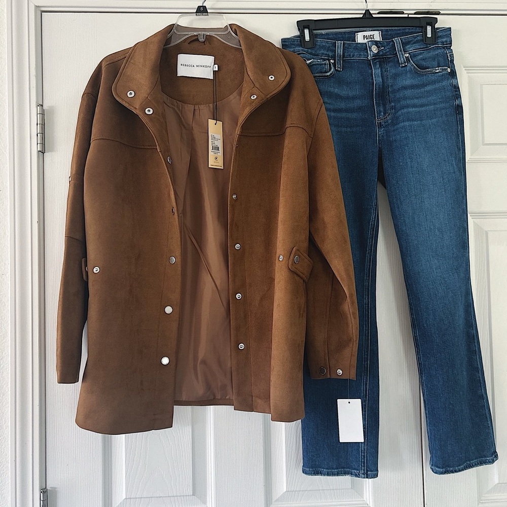 Rebecca Minkoff Chestnut Brown Suede-Effect Snap Jacket - Picture 6 of 11